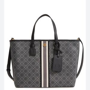 Tory Burch T Monogram Coated Canvas Small Tote